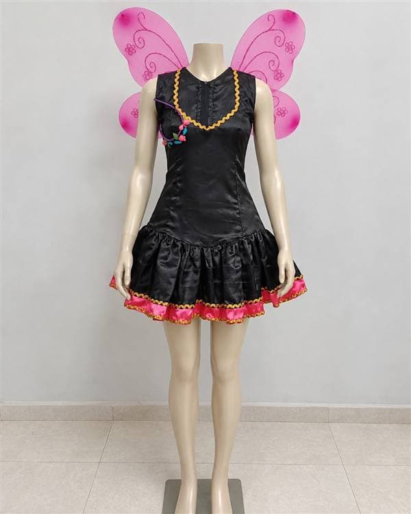 Mariposa dama (vestido negro con alas fucsia)
