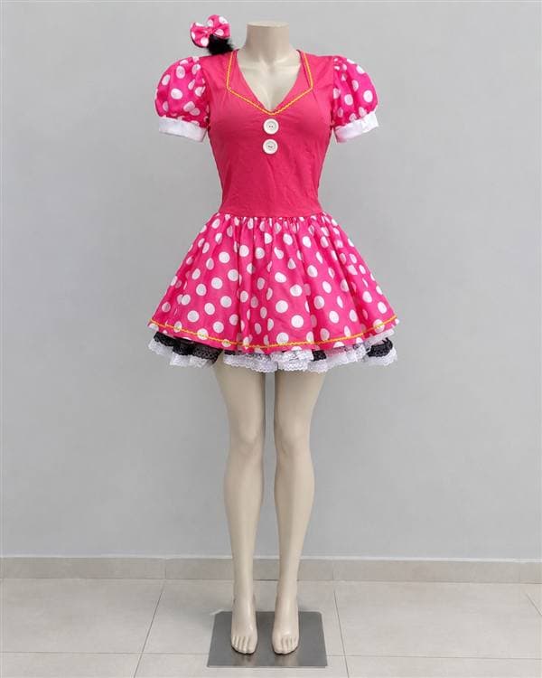 Minnie rosada de lunares dama (con moño)