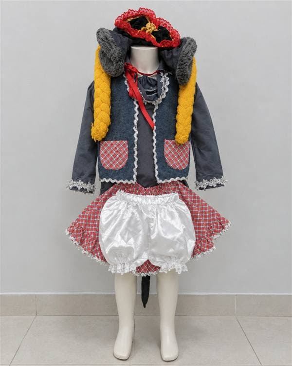 Ratona (vestido gris y rosado con gorro)