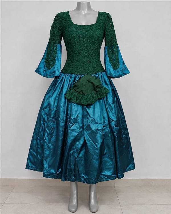 Dama antigua verde esmeralda o vestido de fiesta