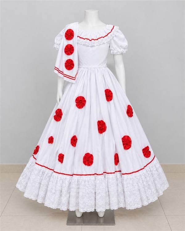 Caponera (vestido blanco con flores rojas)