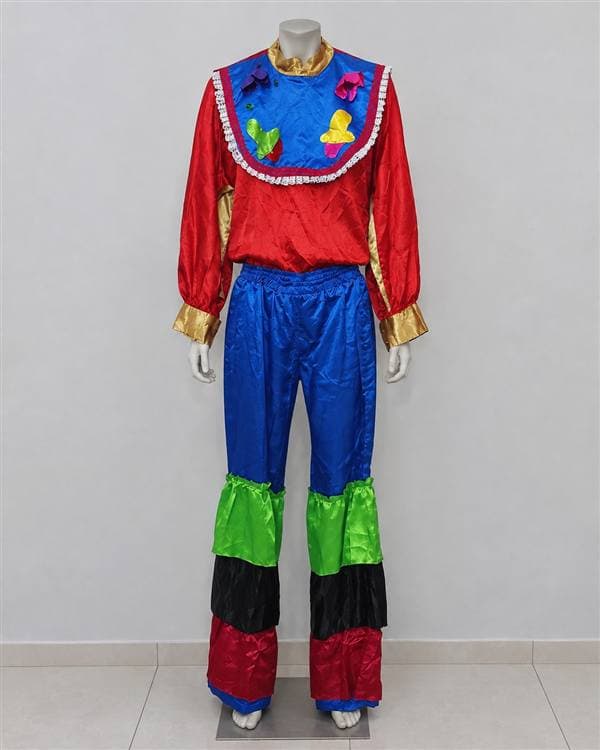 Traje de carnaval rojo y azul con boleros