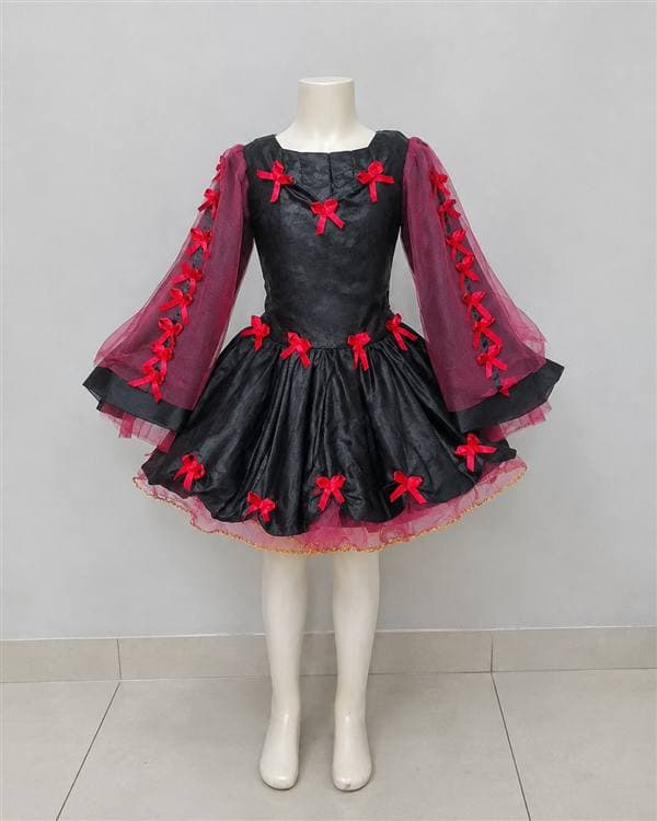 Vestido negro con lazos rojos (bailarina, bruja, mariposa o ángel caído)
