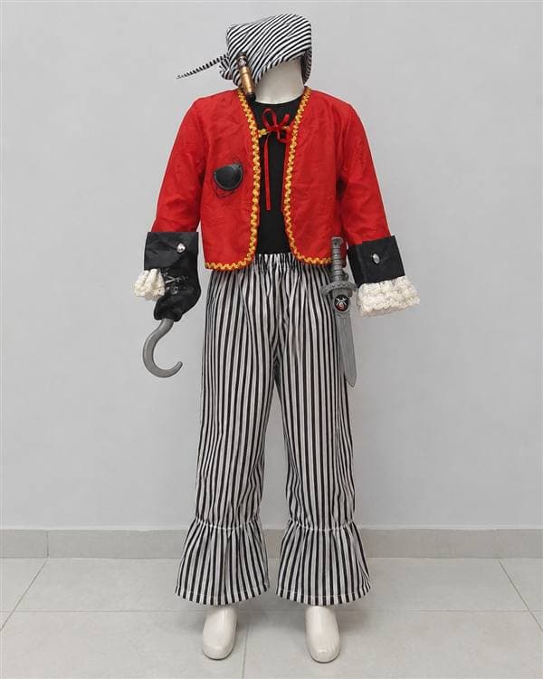 Pirata rayas blancas y negras (chaqueta roja)