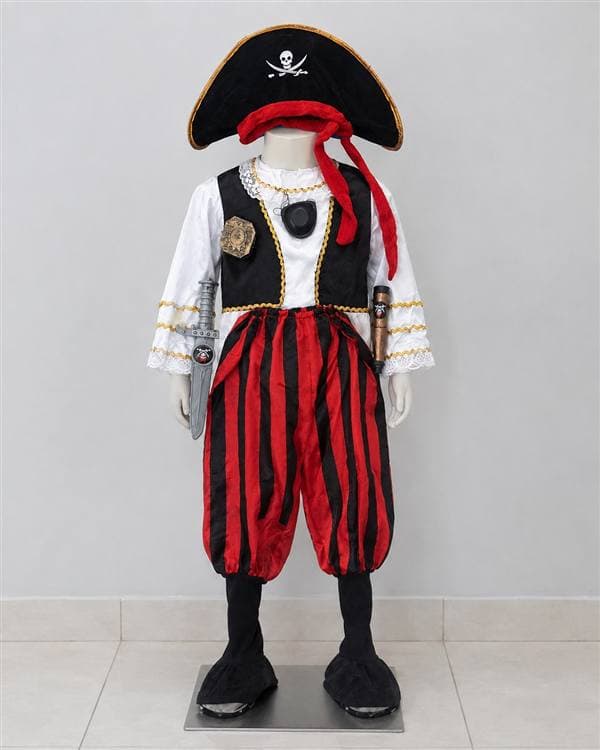 Pirata rayas rojas y negras con botas