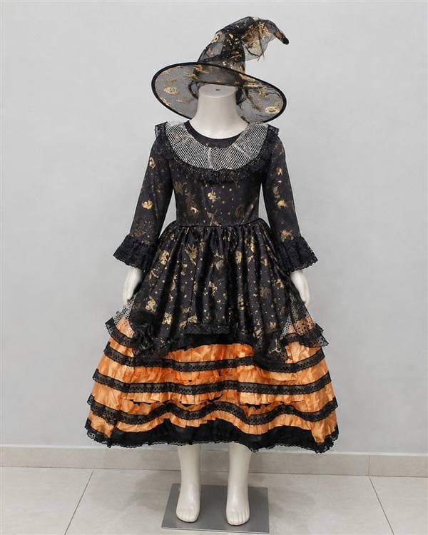 Brujita negra y naranja con sombrero